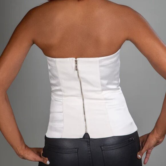 NWT WHITE HOUSE BLACK MARKET IVORY ASYMMETRICAL HEM BUSTIER SIZE 4 - Picture 5 of 9